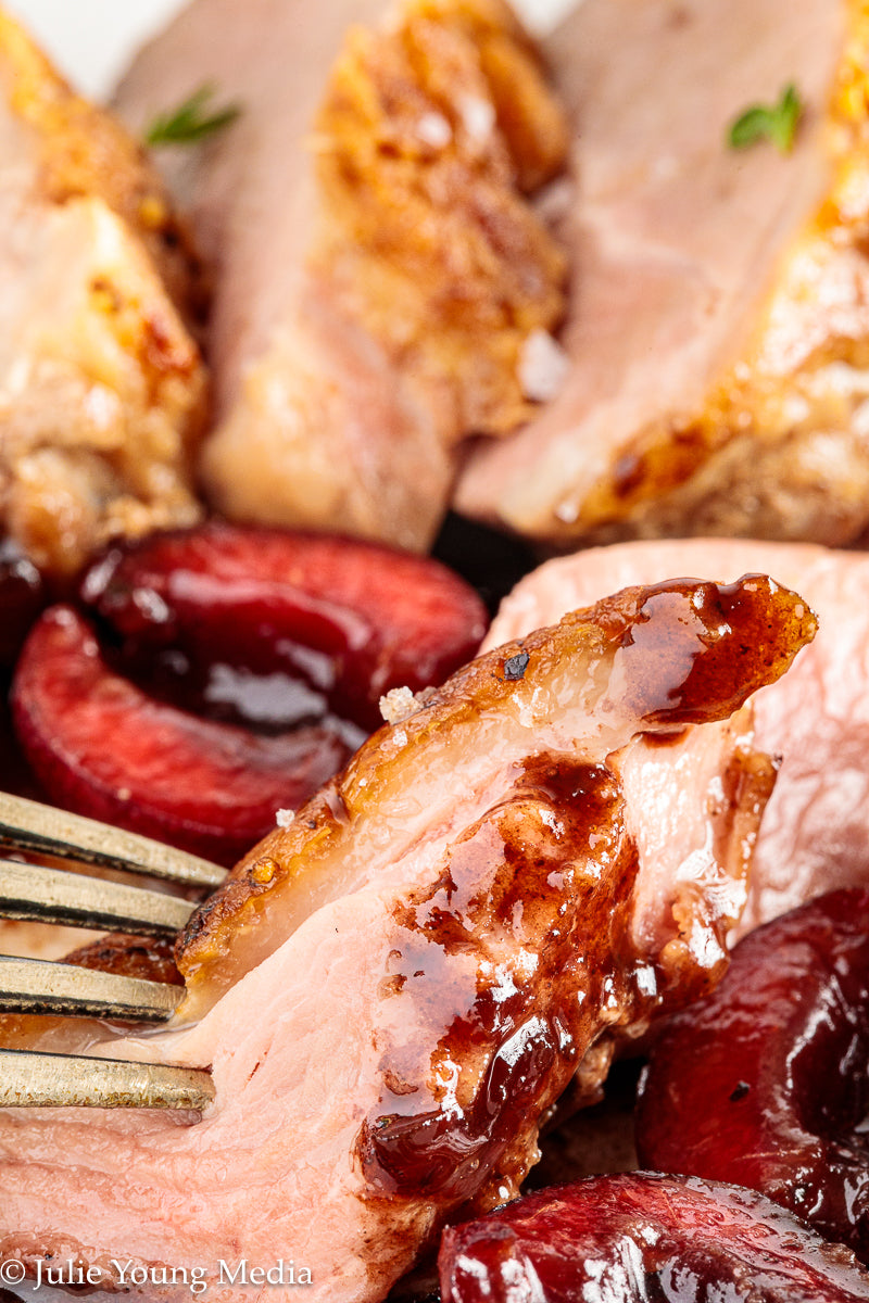 Pan Seared Duck Breast with Fresh Cherries
