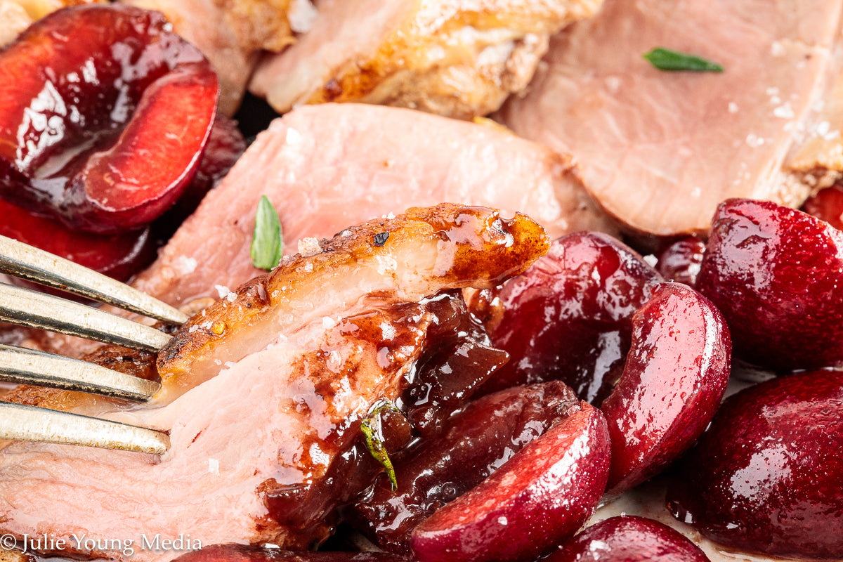 Pan Seared Duck Breast with Fresh Cherries