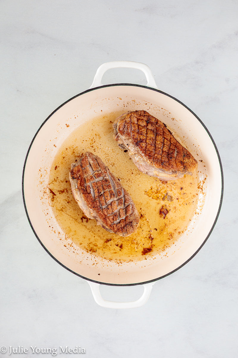 Pan Seared Duck Breast with Fresh Cherries