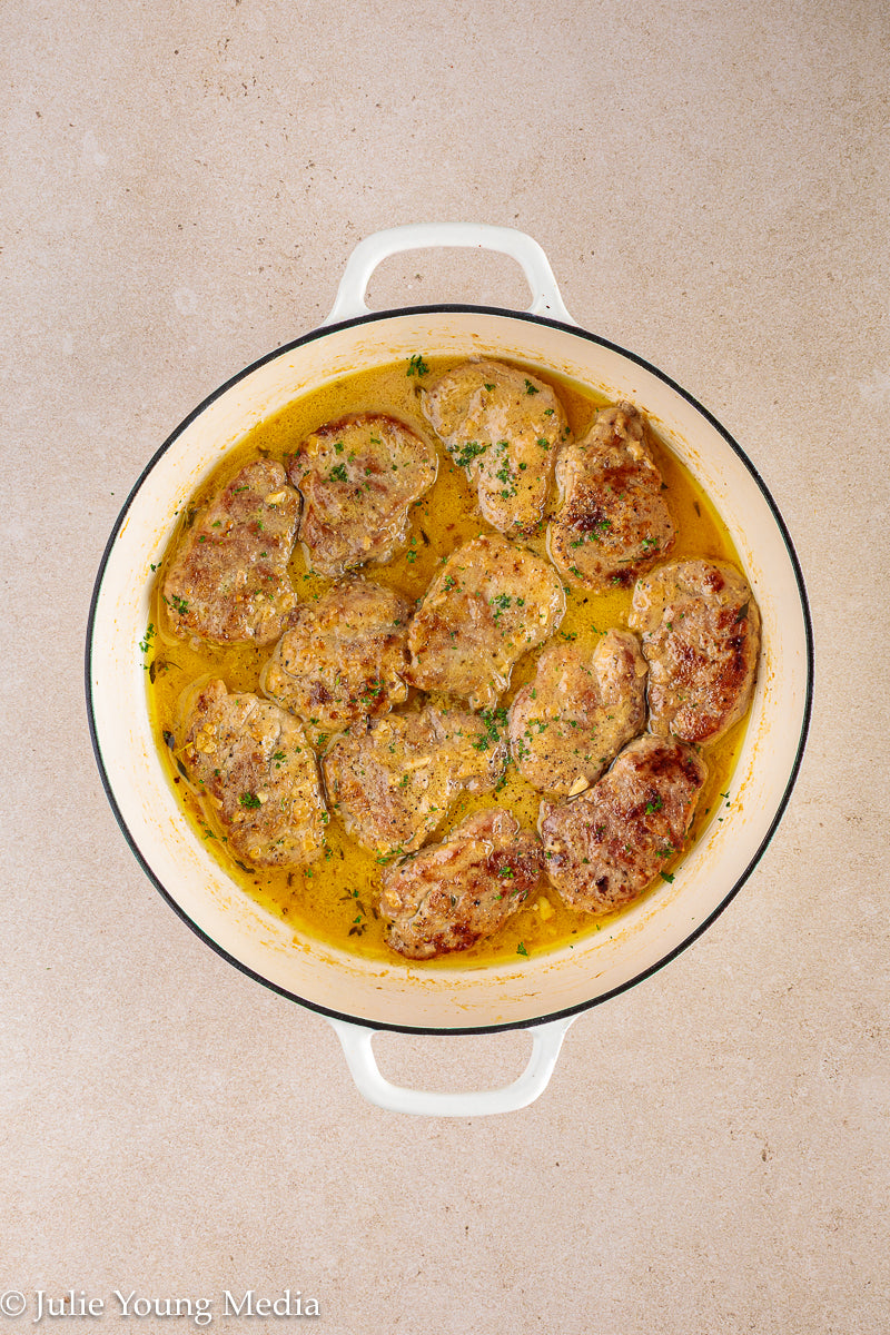 Pork Tenderloin Medallions in White Wine Cream Sauce