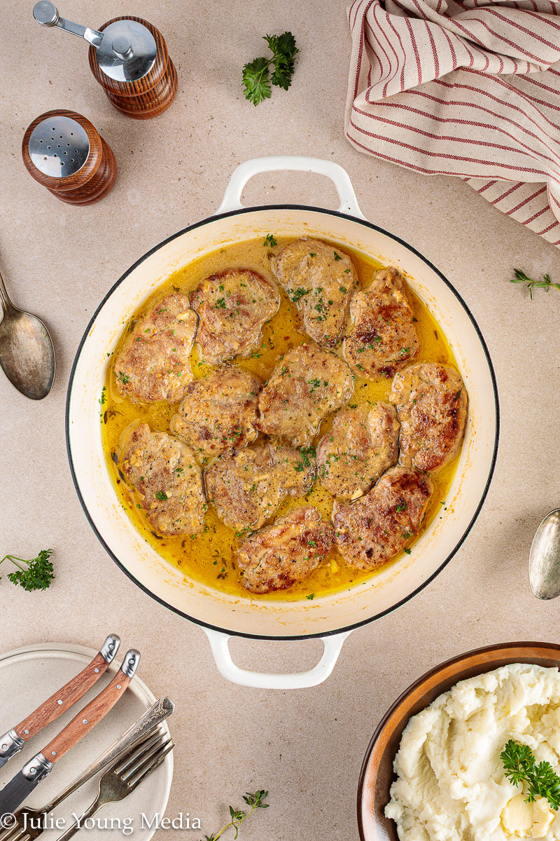 Pork Tenderloin Medallions in White Wine Cream Sauce