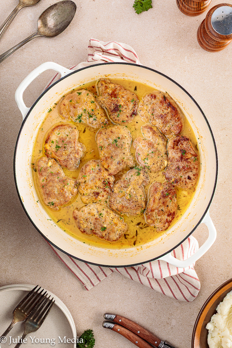 Pork Tenderloin Medallions in White Wine Cream Sauce