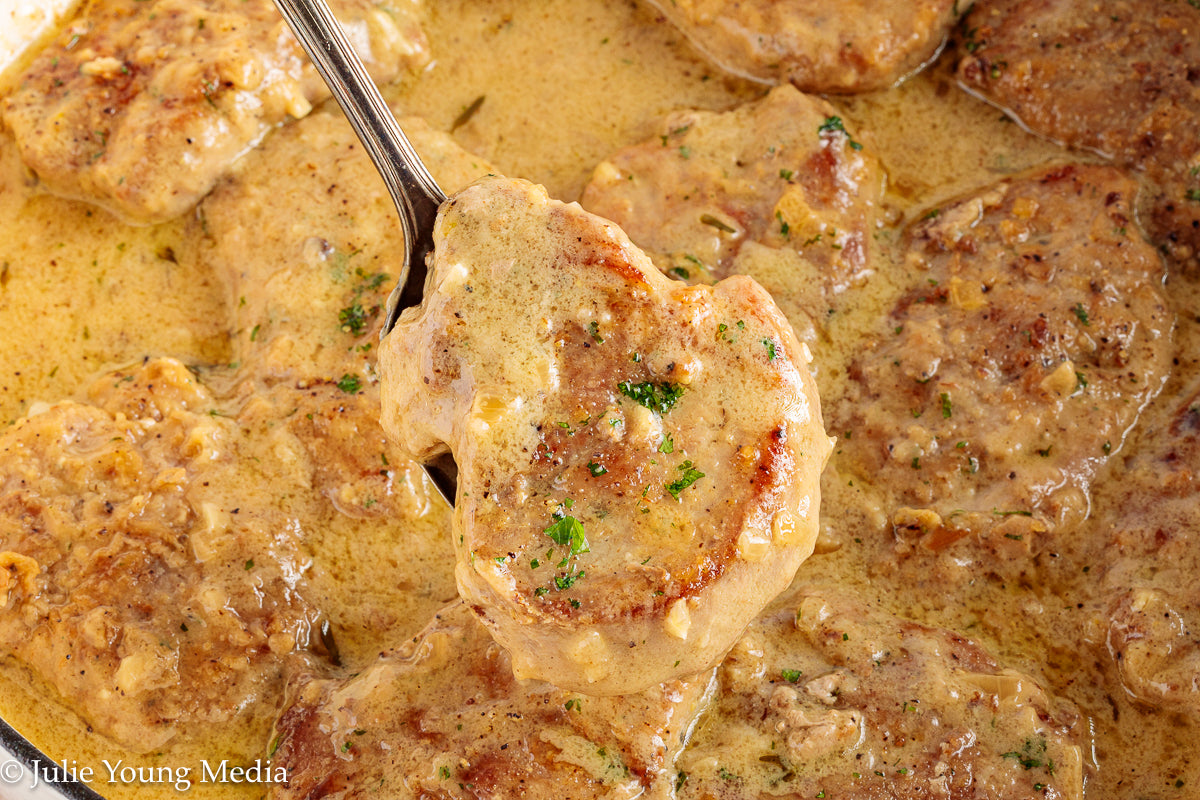 Pork Tenderloin Medallions in White Wine Cream Sauce