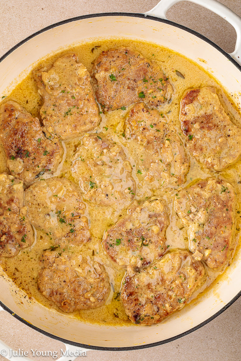 Pork Tenderloin Medallions in White Wine Cream Sauce