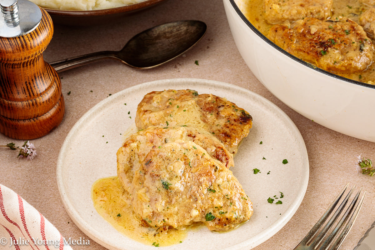 Pork Tenderloin Medallions in White Wine Cream Sauce