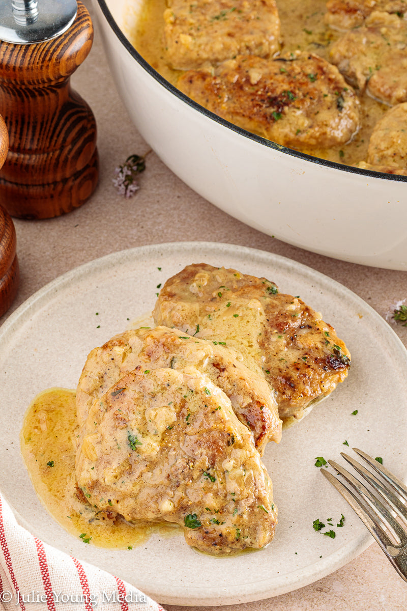 Pork Tenderloin Medallions in White Wine Cream Sauce