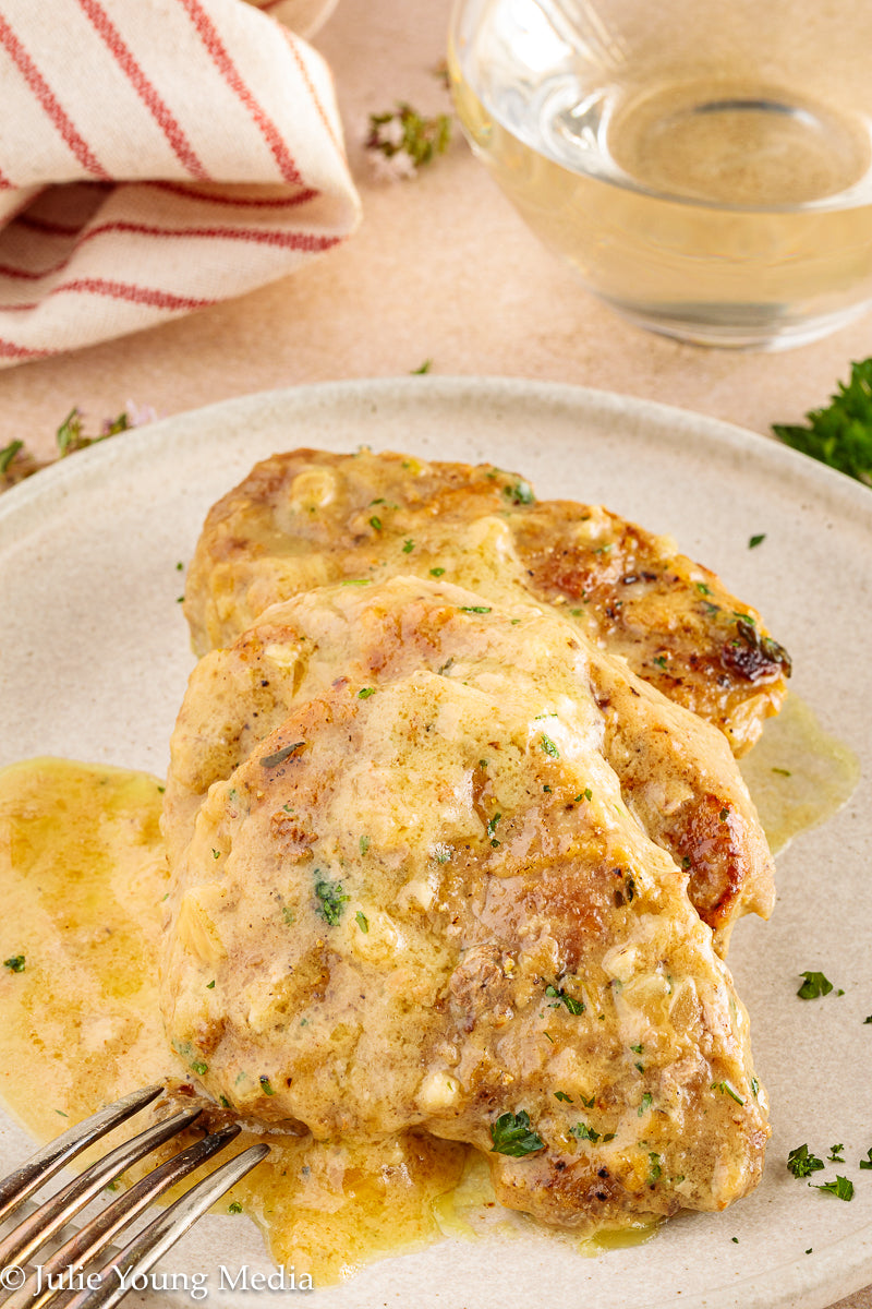 Pork Tenderloin Medallions in White Wine Cream Sauce