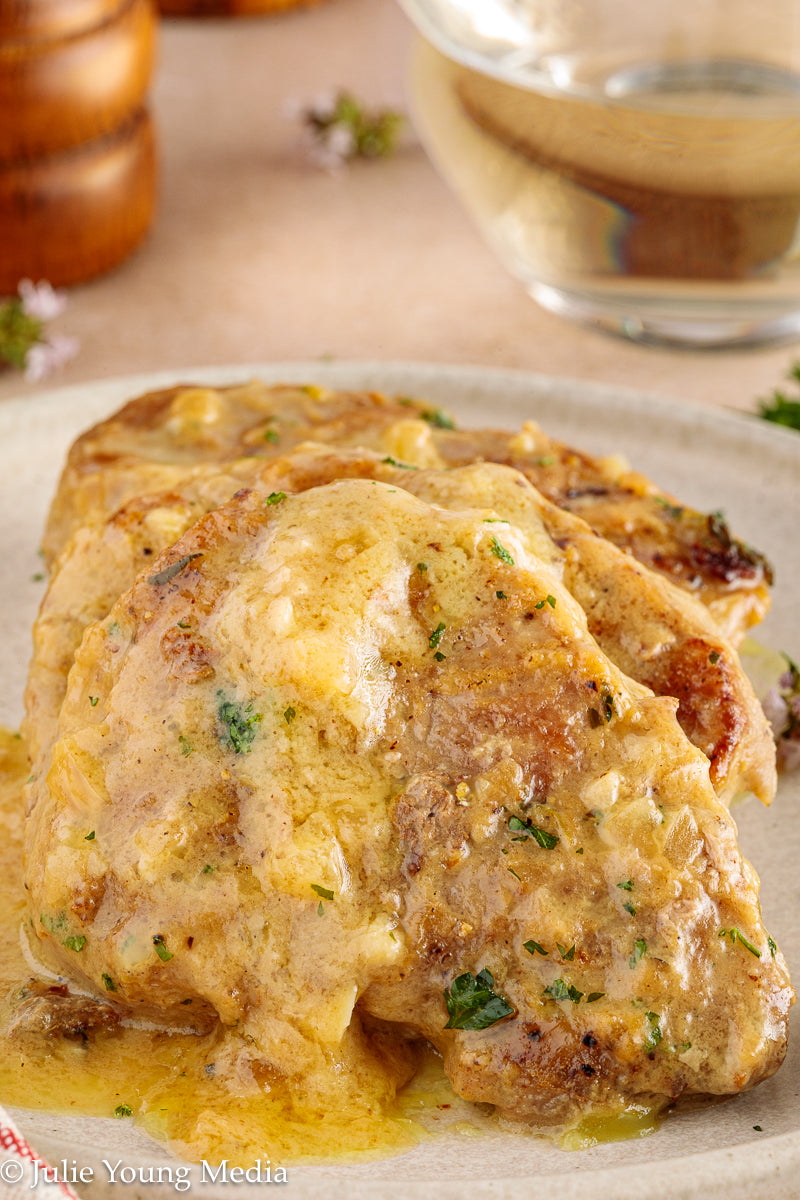Pork Tenderloin Medallions in White Wine Cream Sauce
