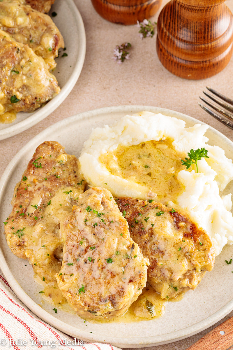 Pork Tenderloin Medallions in White Wine Cream Sauce