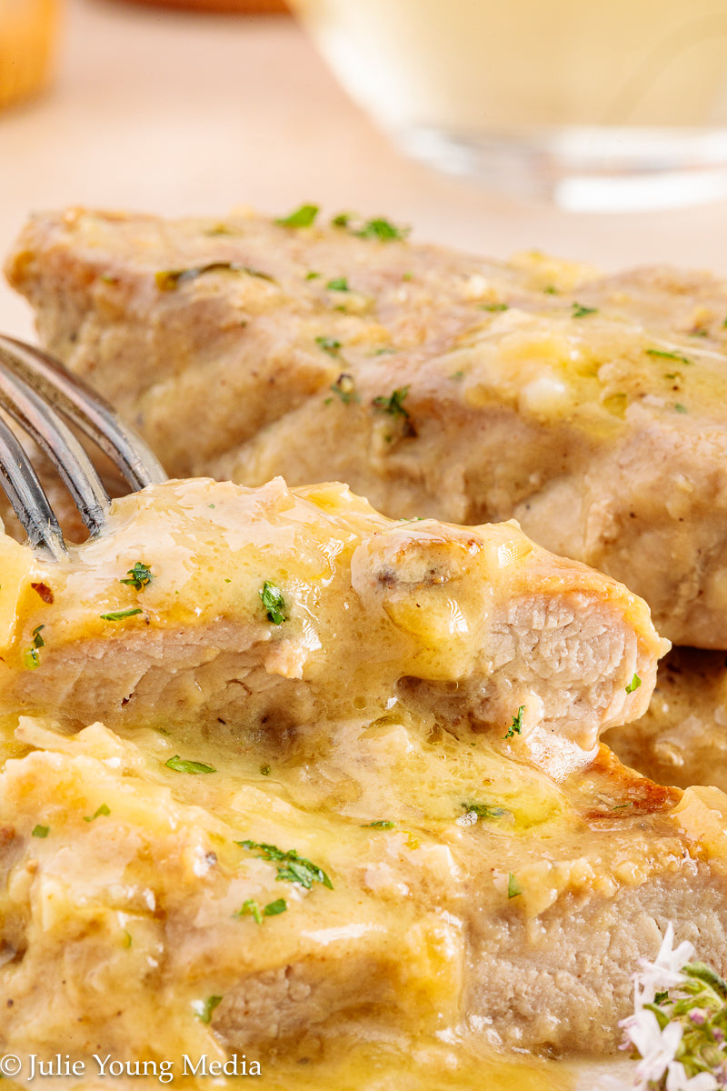 Pork Tenderloin Medallions in White Wine Cream Sauce