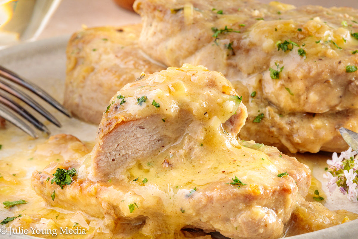Pork Tenderloin Medallions in White Wine Cream Sauce
