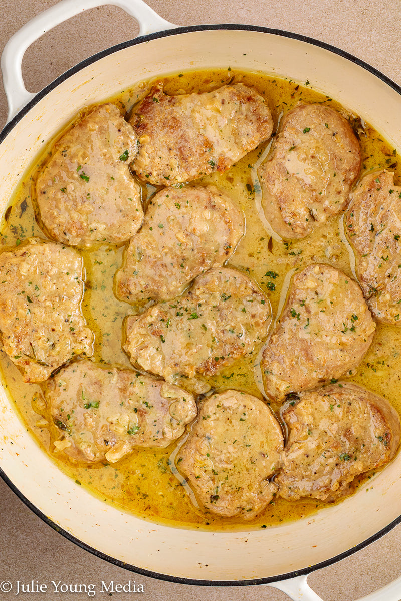 Pork Tenderloin Medallions in White Wine Cream Sauce
