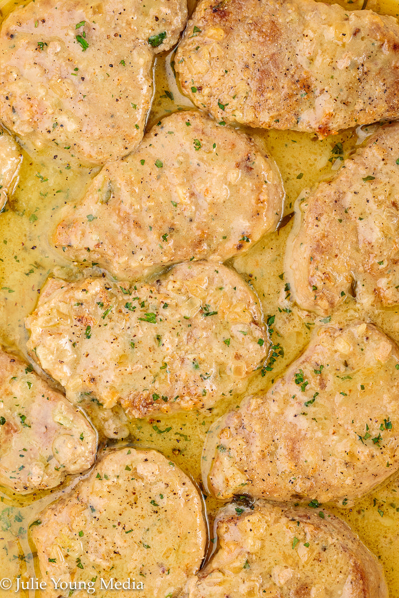 Pork Tenderloin Medallions in White Wine Cream Sauce