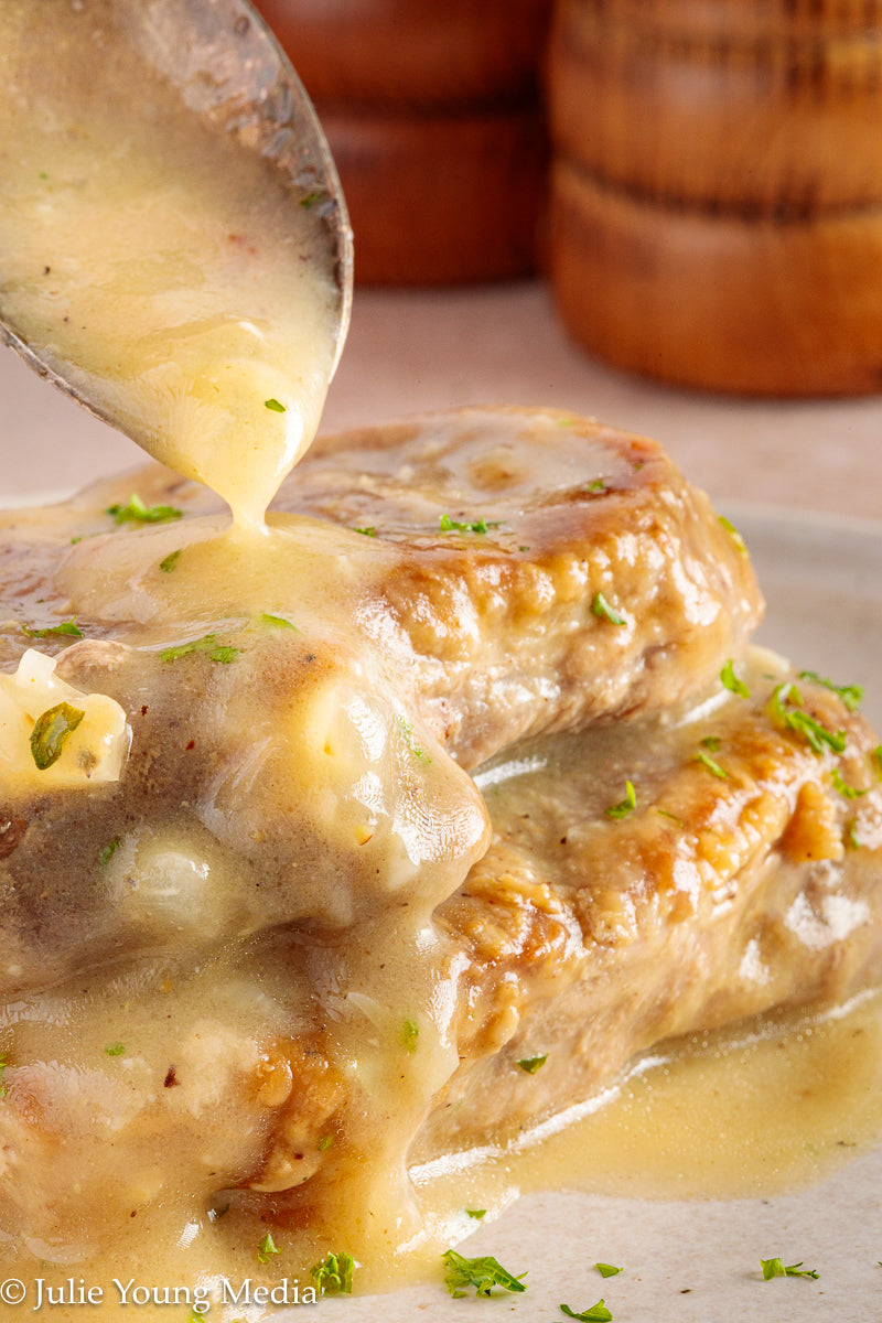 Pork Tenderloin Medallions in White Wine Cream Sauce
