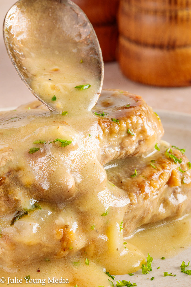 Pork Tenderloin Medallions in White Wine Cream Sauce
