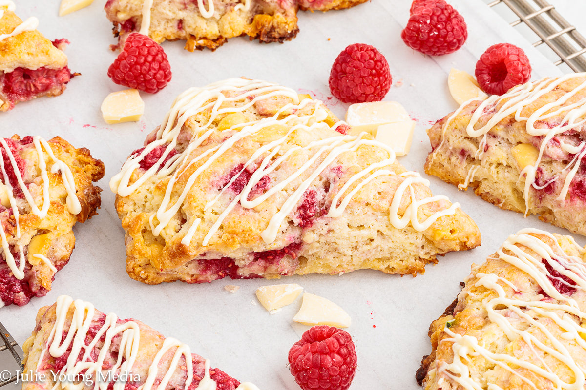 Raspberry and White Chocolate Scones