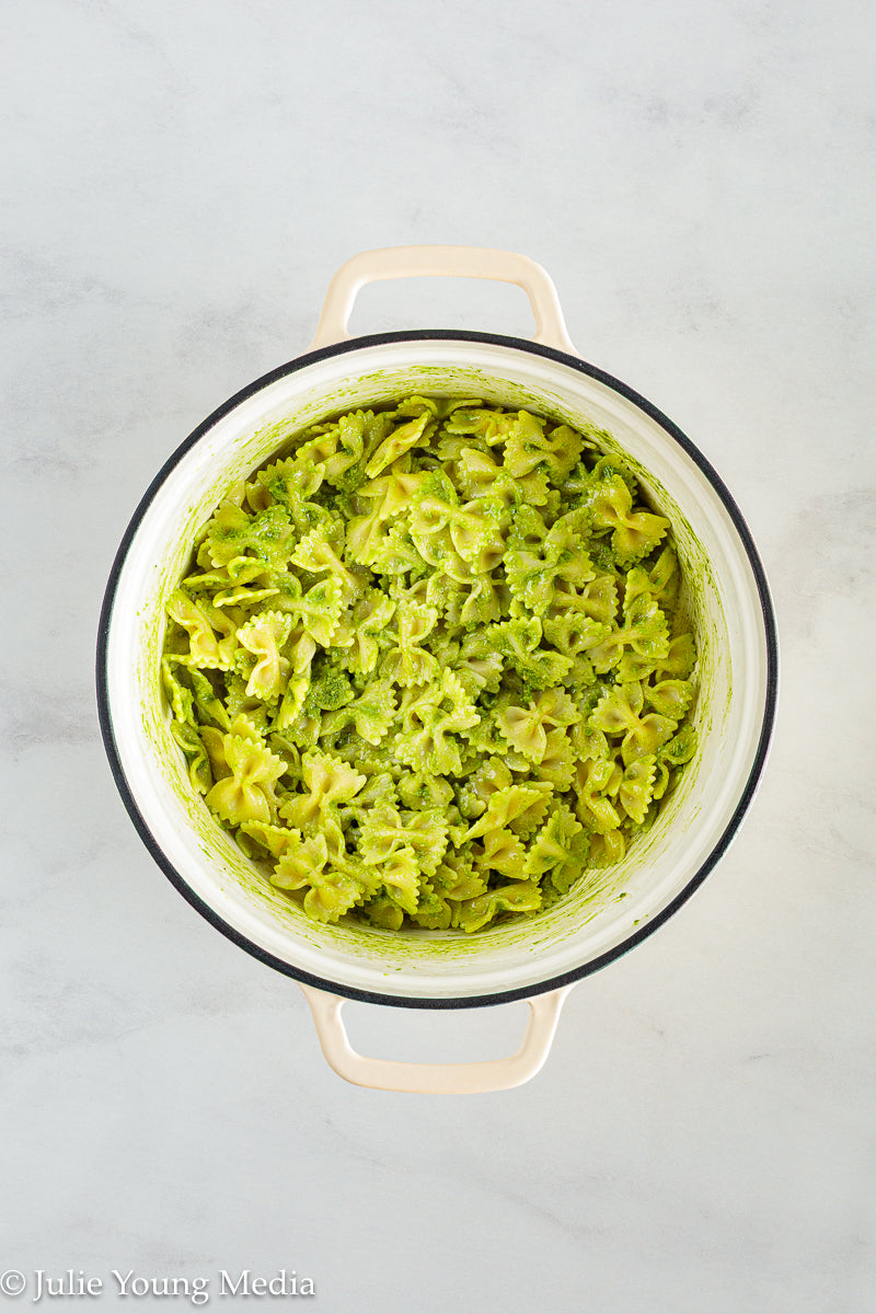 Shrimp Pesto Pasta with Snap Peas
