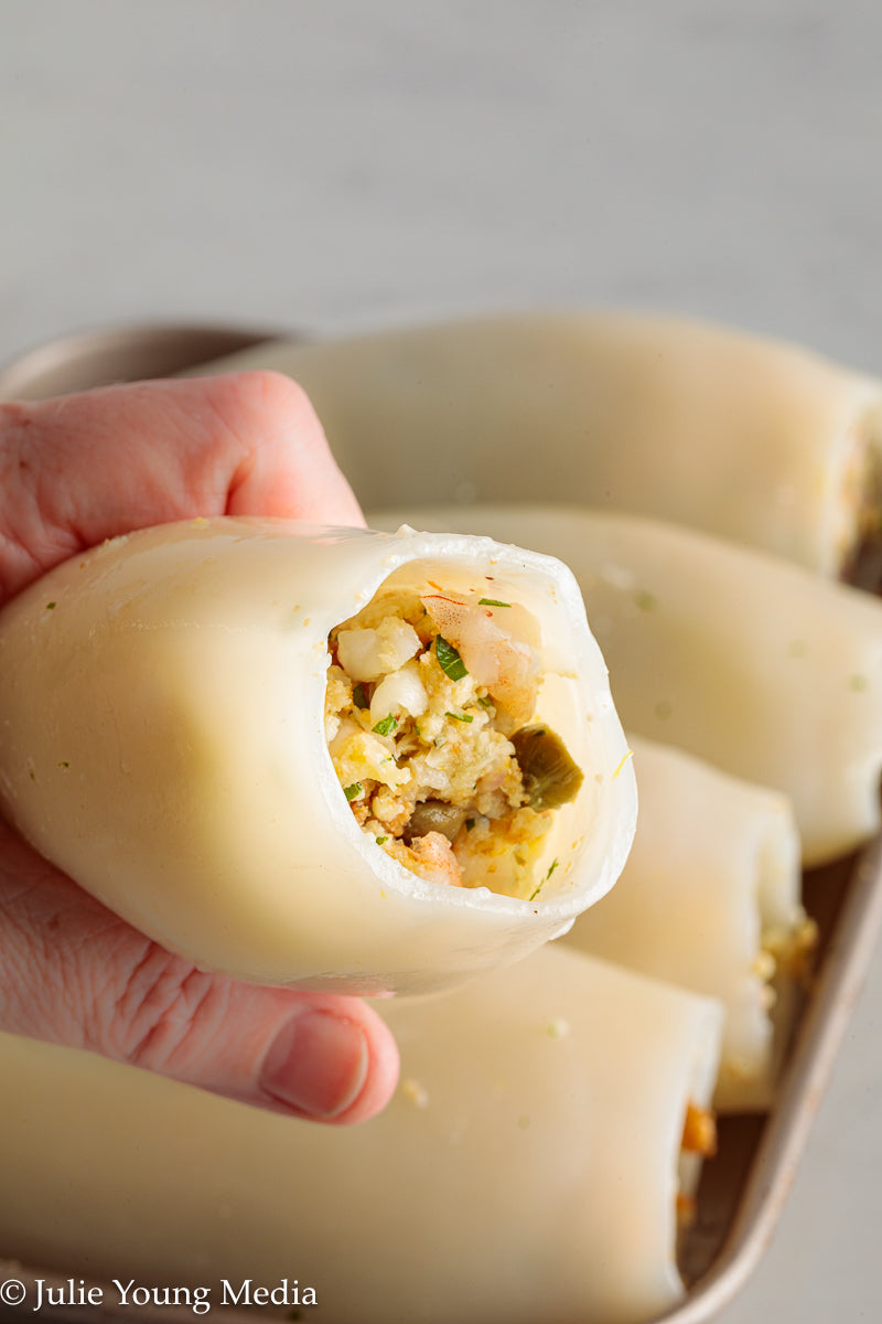 Shrimp Stuffed Squid