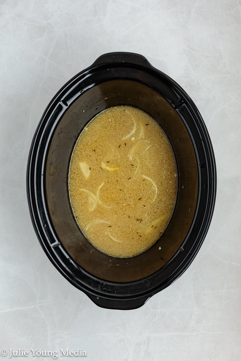 Slow Cooker Pork Loin with Apple Cider and Onion Gravy