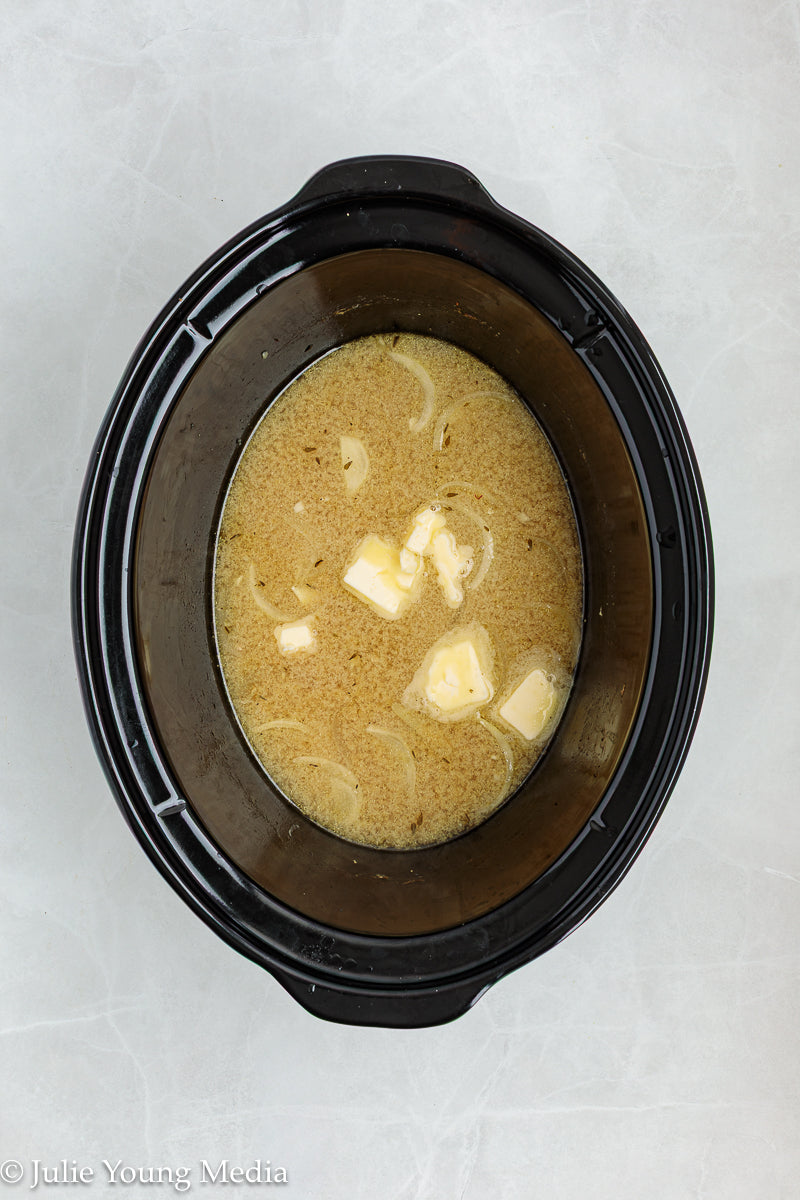 Slow Cooker Pork Loin with Apple Cider and Onion Gravy
