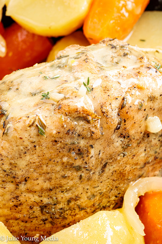 Slow Cooker Pork Loin with Apple Cider and Onion Gravy