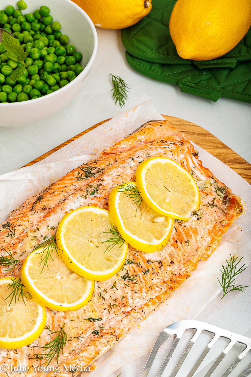 Baked Steelhead Trout with Horseradish and Dill Sour Cream Sauce