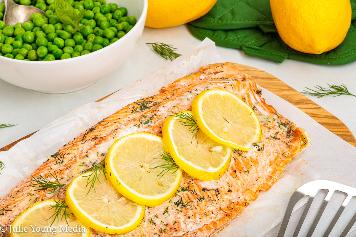 Baked Steelhead Trout with Horseradish and Dill Sour Cream Sauce
