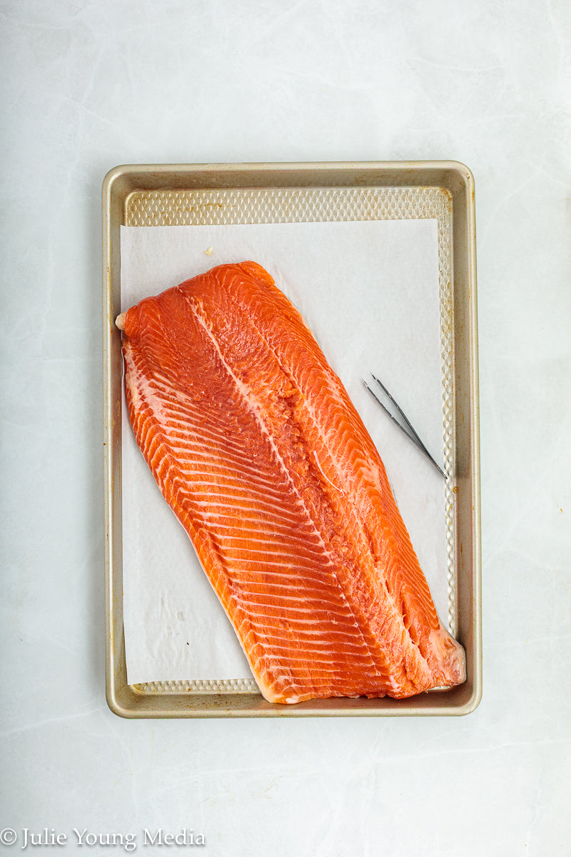 Baked Steelhead Trout with Horseradish and Dill Sour Cream Sauce