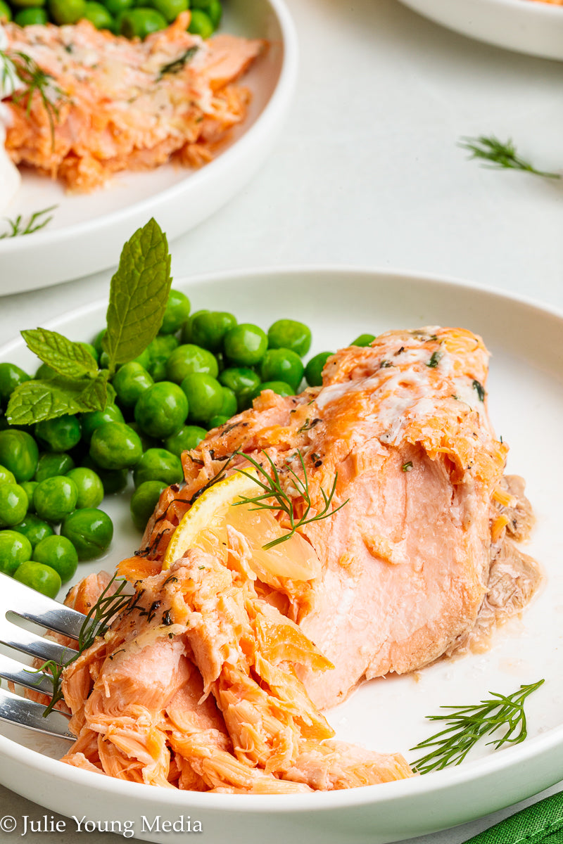 Baked Steelhead Trout with Horseradish and Dill Sour Cream Sauce