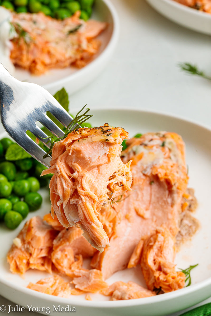 Baked Steelhead Trout with Horseradish and Dill Sour Cream Sauce