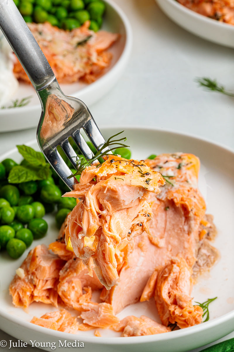 Baked Steelhead Trout with Horseradish and Dill Sour Cream Sauce