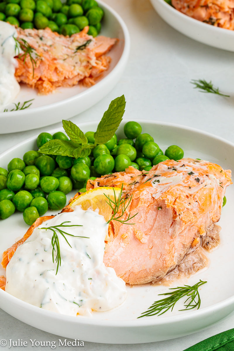Baked Steelhead Trout with Horseradish and Dill Sour Cream Sauce