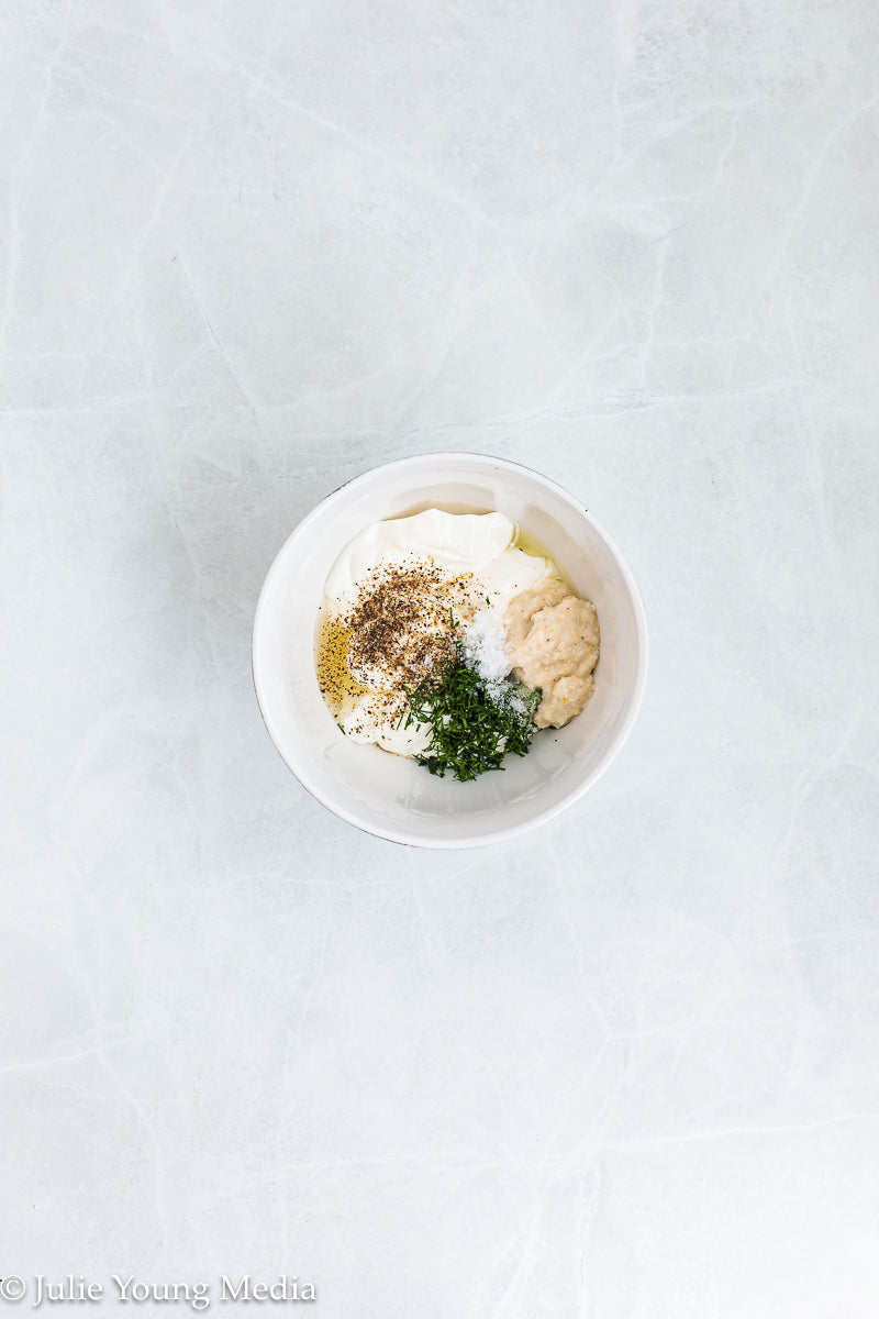 Baked Steelhead Trout with Horseradish and Dill Sour Cream Sauce