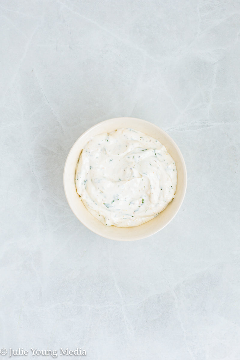 Baked Steelhead Trout with Horseradish and Dill Sour Cream Sauce