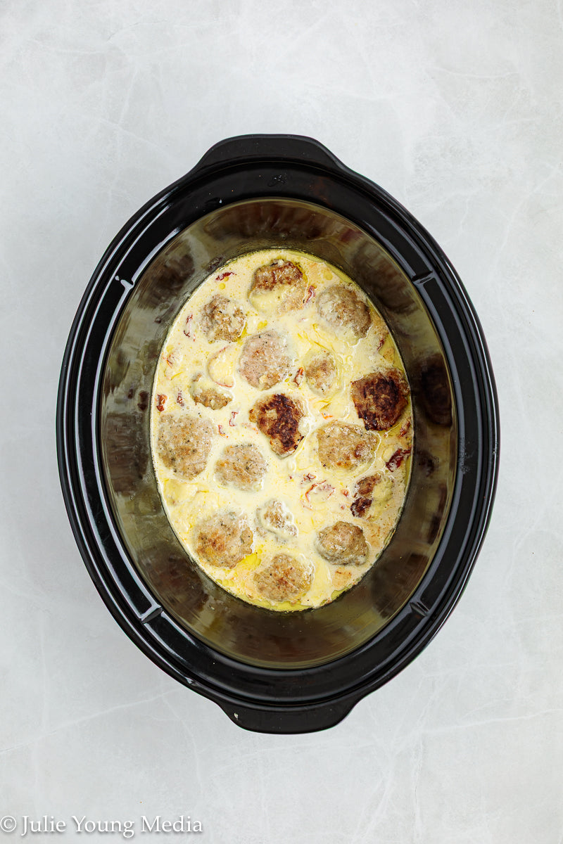 Tuscan Chicken Meatballs with Gnocchi (Slow Cooker)