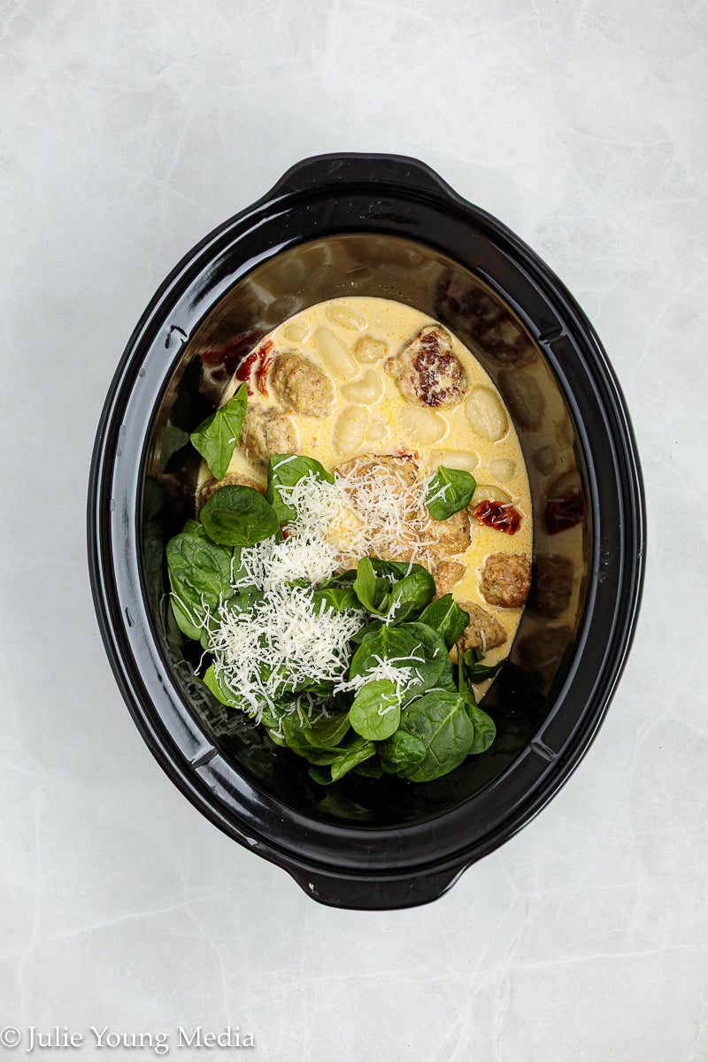 Tuscan Chicken Meatballs with Gnocchi (Slow Cooker)