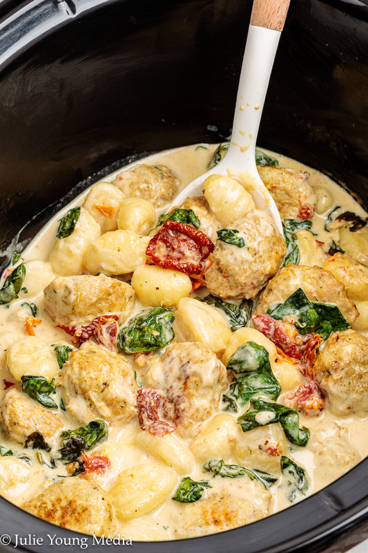 Tuscan Chicken Meatballs with Gnocchi (Slow Cooker)