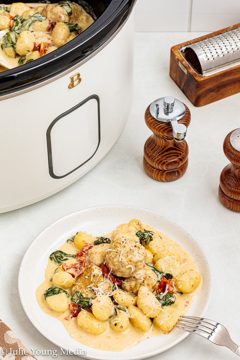 Tuscan Chicken Meatballs with Gnocchi (Slow Cooker)