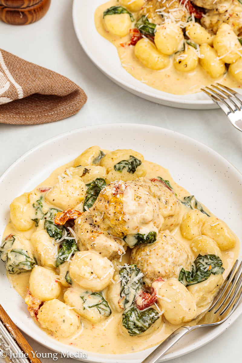 Tuscan Chicken Meatballs with Gnocchi (Slow Cooker)