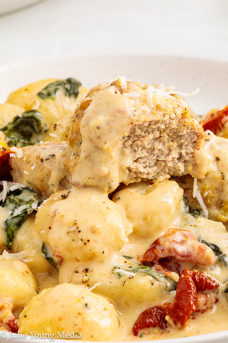 Tuscan Chicken Meatballs with Gnocchi (Slow Cooker)