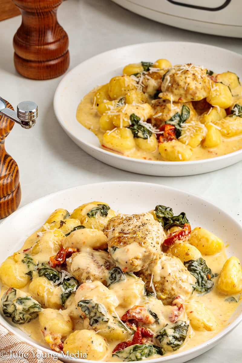 Tuscan Chicken Meatballs with Gnocchi (Slow Cooker)