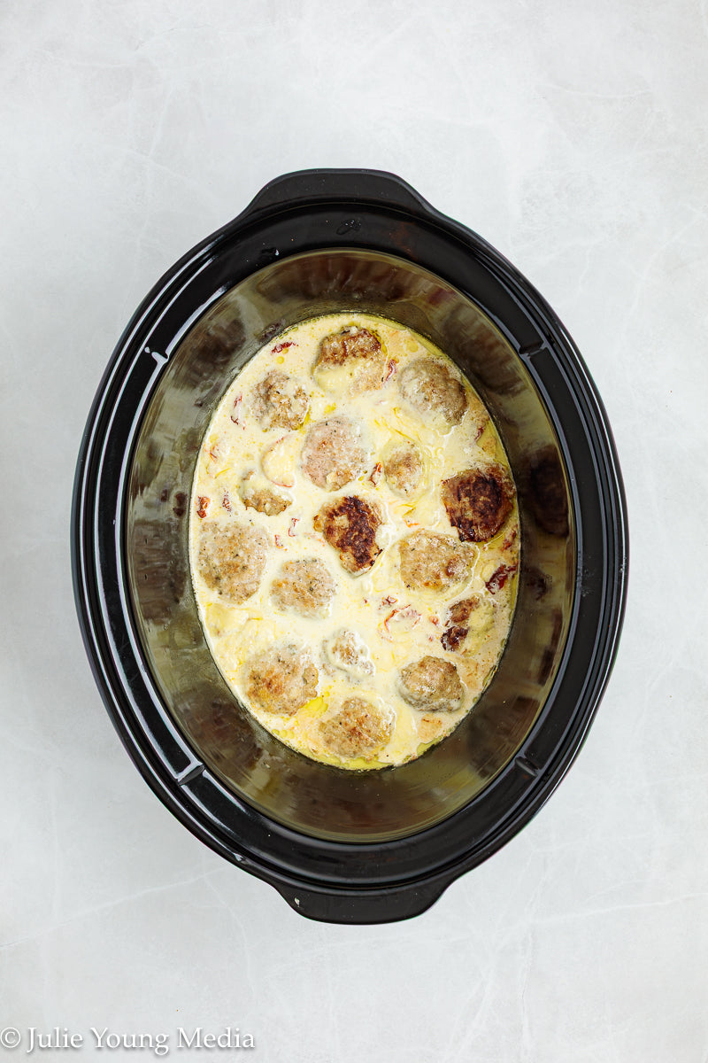 Tuscan Chicken Meatballs with Gnocchi (Slow Cooker)