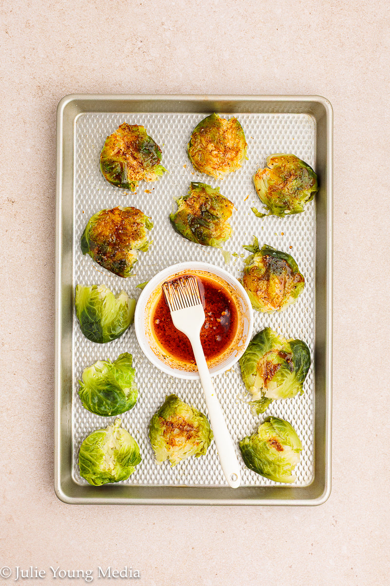 Crispy Smashed Parmesan Brussels Sprouts