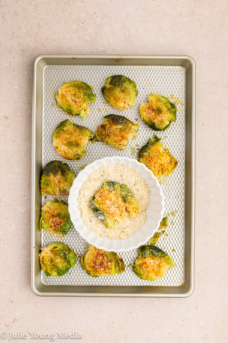 Crispy Smashed Parmesan Brussels Sprouts