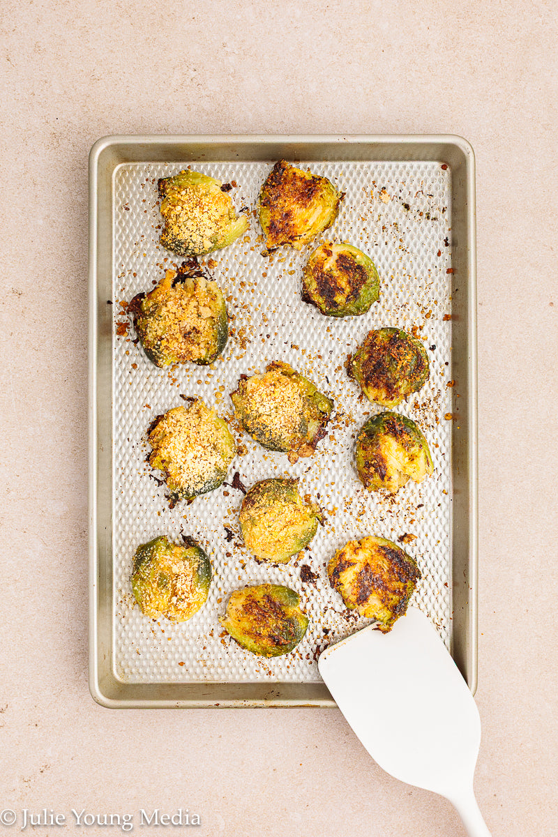 Crispy Smashed Parmesan Brussels Sprouts