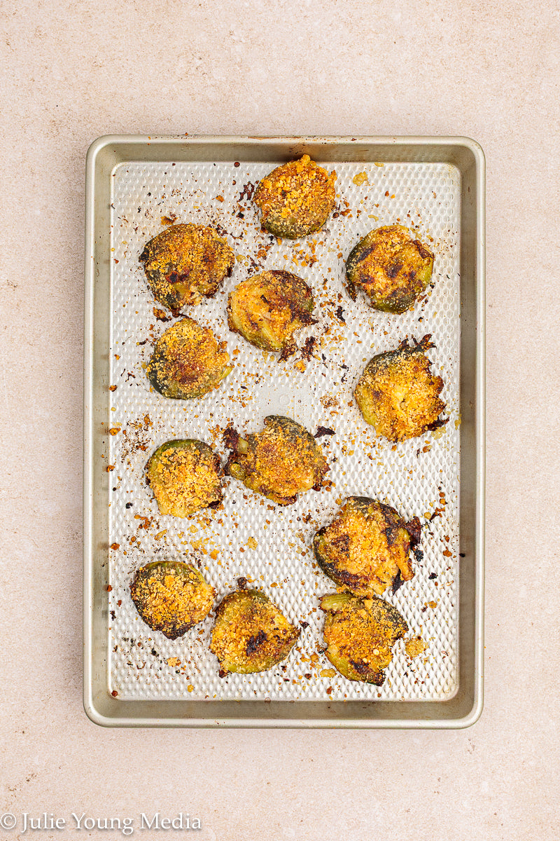 Crispy Smashed Parmesan Brussels Sprouts