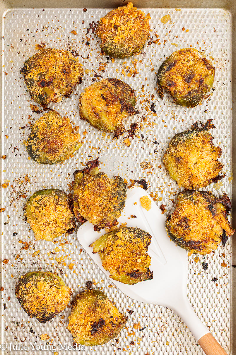 Crispy Smashed Parmesan Brussels Sprouts