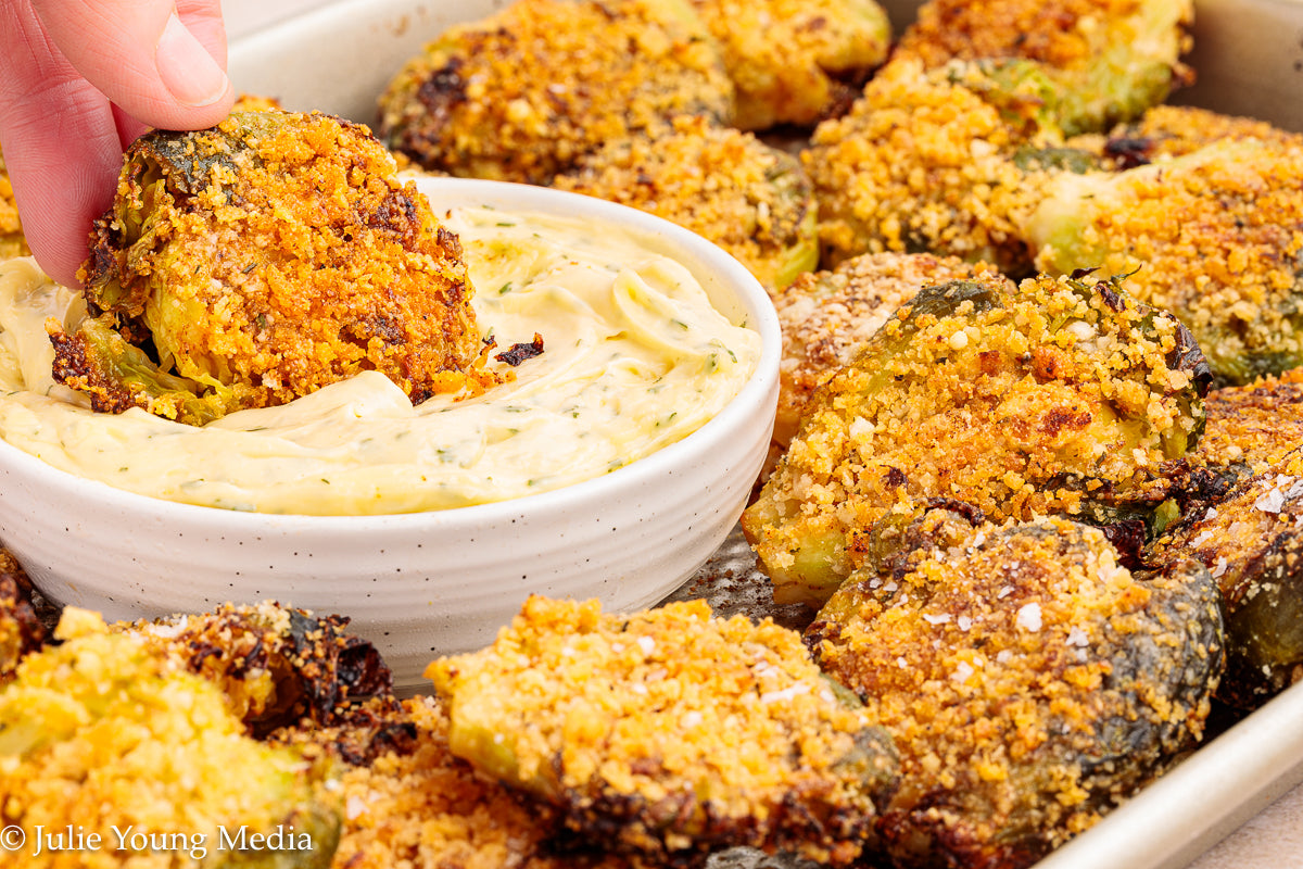 Crispy Smashed Parmesan Brussels Sprouts