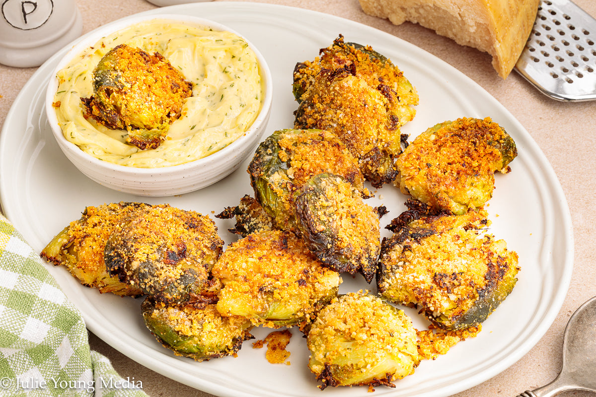 Crispy Smashed Parmesan Brussels Sprouts