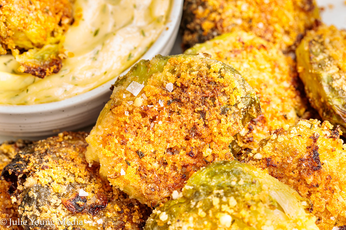 Crispy Smashed Parmesan Brussels Sprouts